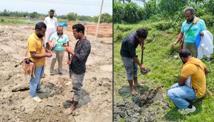 রাণীশংকৈলে সেই আলোচিত স্বর্ণের ইটভাটায় ভূতত্ত্ব টিমের সরেজমিনে  অনুসন্ধান