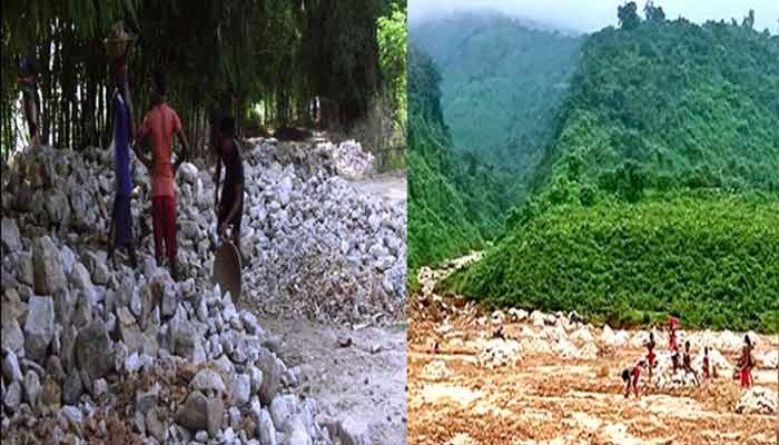 টেকেরঘাট সীমান্তে রাজস্ব ফাঁকি দিয়ে চুনাপাথর পাচাঁরের অভিযোগ