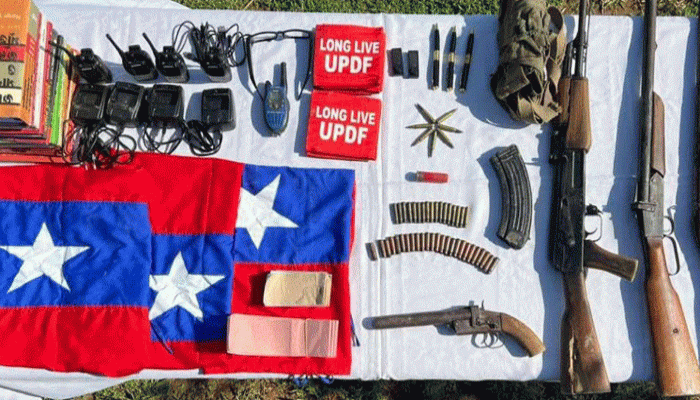 রাঙামাটিতে ইউপিডিএফের আস্তানায় সেনাবাহিনীর অভিযান, অস্ত্র-গোলাবারুদ উদ্ধার