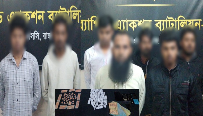 নগরীর আইডি বাগানপাড়ায় ৭জন মাদককারবারী গ্রেফতার
