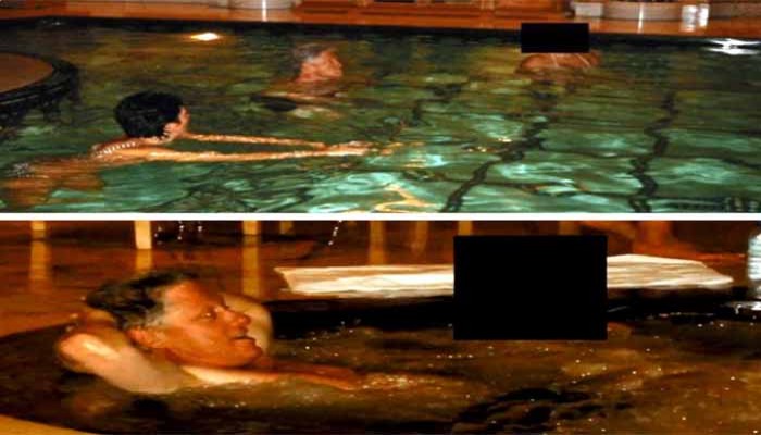 সুইমিং পুলে সাঁতার কাটছেন বিল ক্লিন্টন, সঙ্গী দুই রহস্যময়ী!