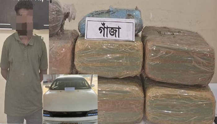 নবাবগঞ্জে প্রাইভেট কারে বিপুল পরিমান গাঁজা পাচারকালে কারবারি গ্রেপ্তার