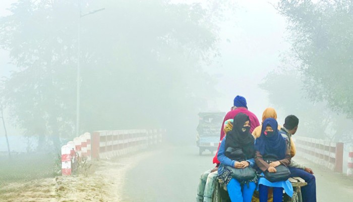 দিনাজপুরের শীতে জনজীবন অচল: ঘন কুয়াশা ও হিমেল বাতাসে ভোগান্তি