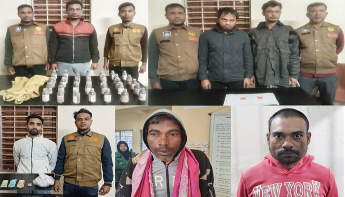 নগরীতে বিপুল পরিমান মাদক-সহ ৬ কারবারি গ্রেফতার