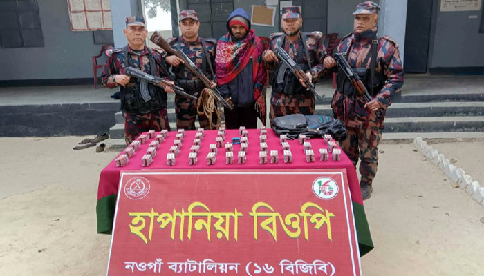 সাপাহার সীমান্তে বিপুল পরিমান ট্যাপেন্টাডলসহ যুবক আটক