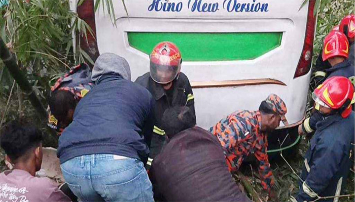 মাদারীপুরে নিয়ন্ত্রণ হারিয়ে বাস খাদে, নিহত ৬