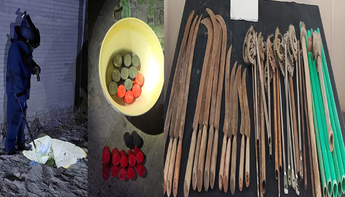 রাজশাহীতে বিপুল পরিমাণ ককটেল ও দেশীয় অস্ত্র জব্দ