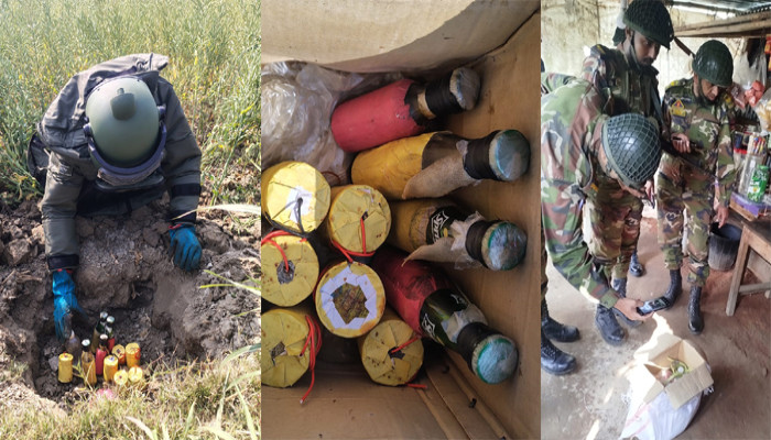 বদলগাছীতে ককটেল ও পেট্রোল বোমা উদ্ধার