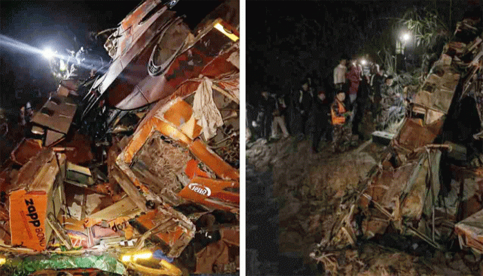 কাঠমান্ডু যাওয়ার রাস্তায় বাস নিয়ন্ত্রণ হারিয়ে নদীতে পড়ে নিহত ১৮