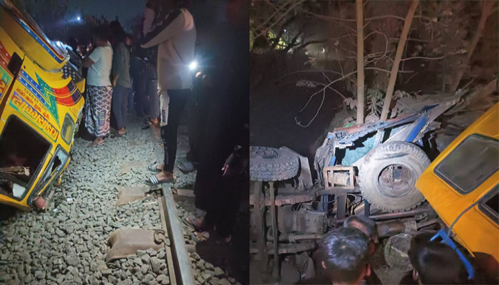 কাশিয়াডাঙ্গা রেলক্রসিংয়ে ট্রাক-ট্রেন সংঘর্ষ: একই পরিবারের দুজন গুরুতর আহত, শিশুর অবস্থা আশঙ্কাজনক