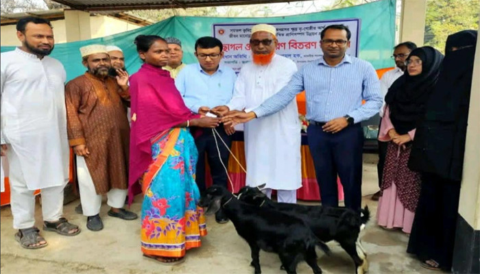 পত্নীতলায় আদিবাসিদের মাঝে ছাগল বিতরণ