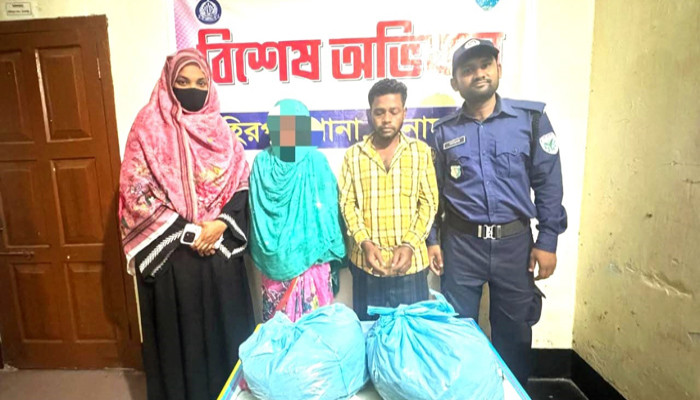 তাহিরপুরে বিশেষ অভিযানে ১ কেজি ৭০০ গ্রাম গাঁজাসহ নারী-পুরুষ গ্রেপ্তার