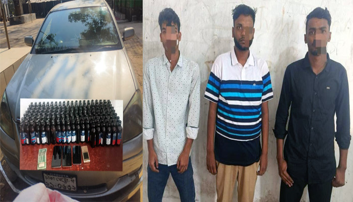 প্রাইভেটকারে ফেনসিডিল বহনকালে রাজশাহীতে র‌্যাবের জালে ৩ মাদক কারবারী