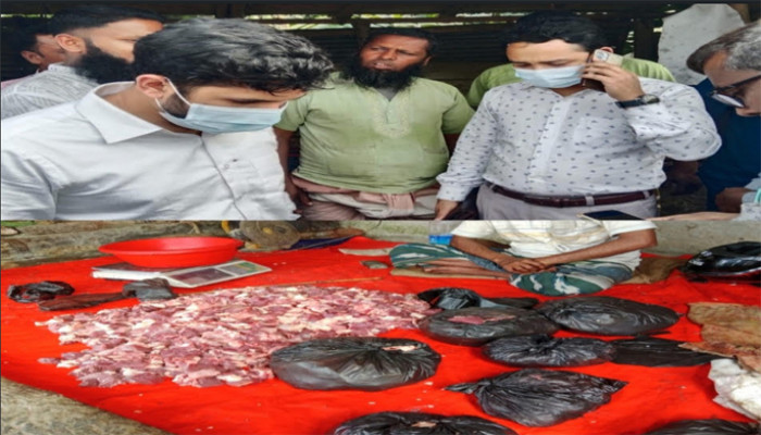 মান্দায় ভ্রাম্যমান অভিযানে কসাইয়ের জরিমানা