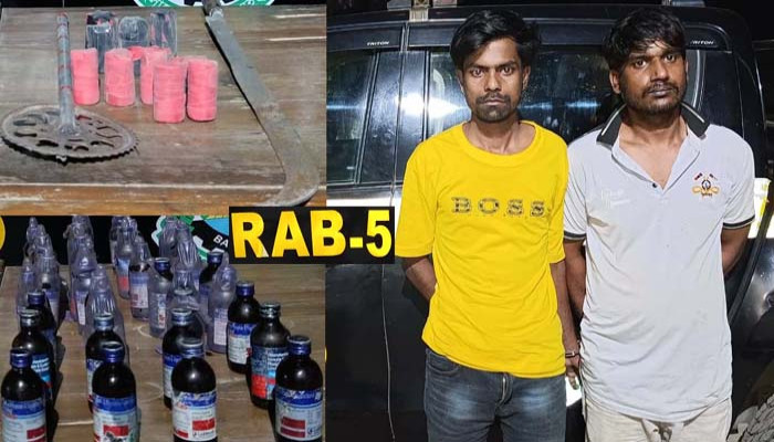 চারঘাটে ককটেল, দেশীয় অস্ত্র জব্দ ও মাদকসহ গ্রেফতার-২