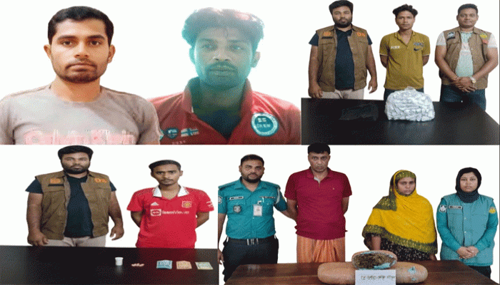 নগরীতে গাঁজা, ইয়াবা ও ট্যাপেন্টাডল ট্যাবলেট সহ মাদক কারবারী গ্রেপ্তার ৬