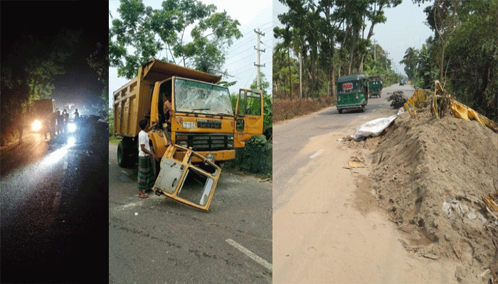 সড়কের পাশে বালুর স্তুপ, বেপরোয়া ট্রাক চাপায় সিএনজি যাত্রীর মৃত্যু