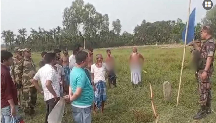 কলসিরমুখ সীমান্ত বিজিবির বাধার মুখে খুঁটি সরিয়ে পিছু হটলো বিএসএফ