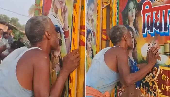 ট্রাকে আঁকা নারীর ছবি চাটছেন বৃদ্ধ, ভাইরাল ভিডিও ঘিরে তীব্র সমালোচনা