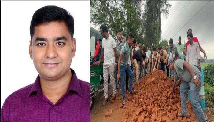 জনদুর্ভোগে এগিয়ে এলেন ছাত্রদল নেতা নাছির, নিজ টাকায় সড়ক মেরামত