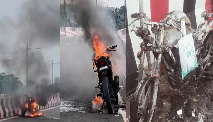 প্রেমিকার ওপর অভিমান করে মোটরসাইকেলে আগুন দিলেন যুবক