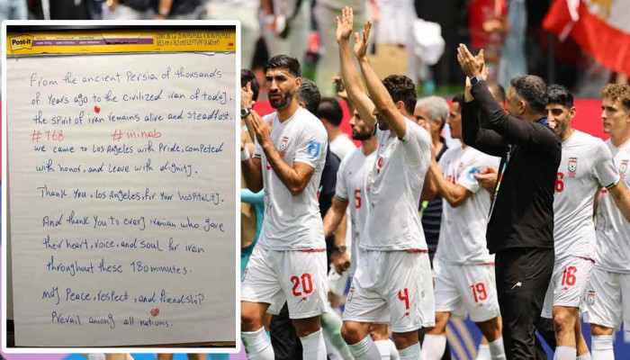 হাতে লেখা চিঠি সাজঘরে! ধন্যবাদ জানিয়ে লস অ্যাঞ্জেলেসকে বিদায় ইরানের ফুটবলারদের