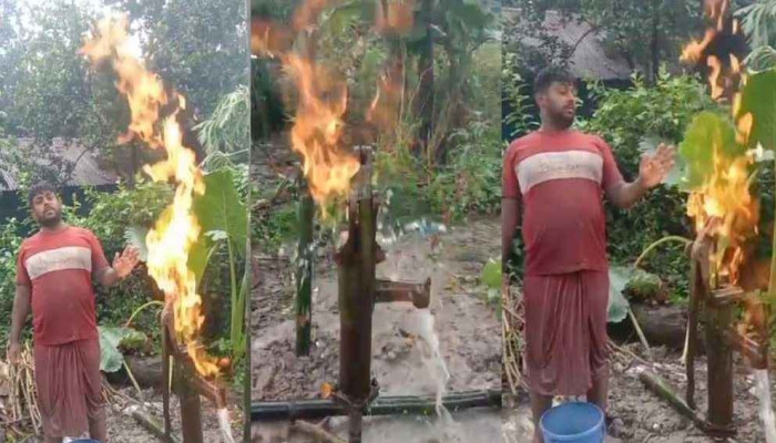 চাঁদপুরে টিউবওয়েলে চাপ ছাড়াই উঠছে পানি, জ্বলছে আগুন