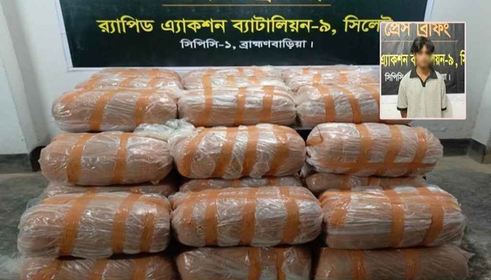 ব্রাহ্মণবাড়িয়ায় ২৬৪ কেজি গাঁজাসহ যুবক গ্রেপ্তার