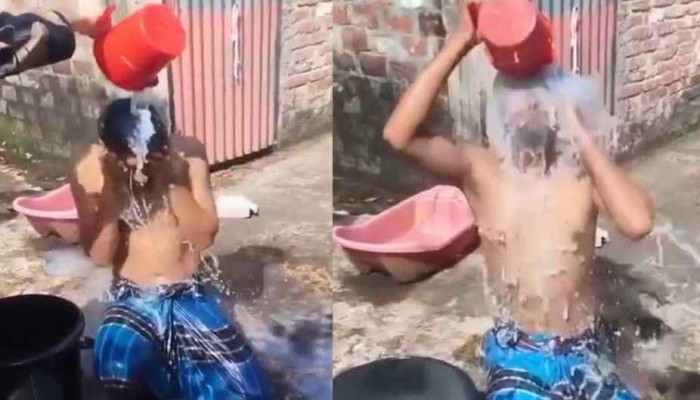 স্ত্রী পালিয়ে যাওয়ায় দুধ দিয়ে গোসল করলেন স্বামী
