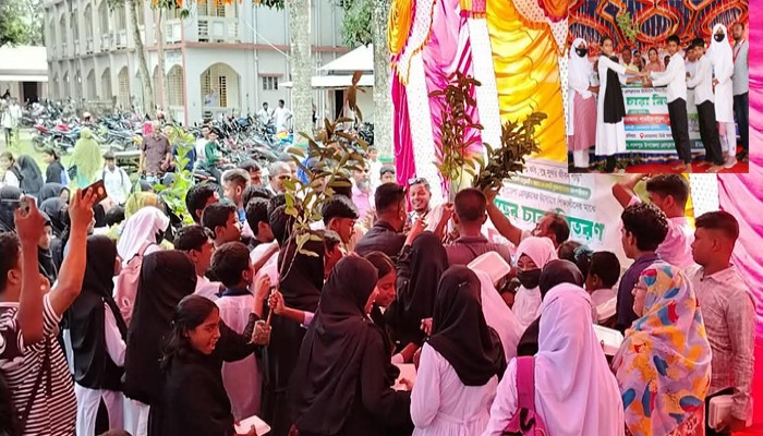 লালপুর উপজেলা  প্রেসক্লাবের উদ্যোগে শিক্ষার্থীদের মাঝে বৃক্ষের চারা বিতরণ