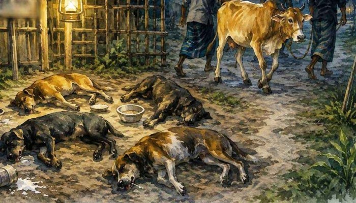 পাহারাদার ৫ কুকুর অচেতন করে কৃষকের গরু নিয়ে গেল চোরের দল